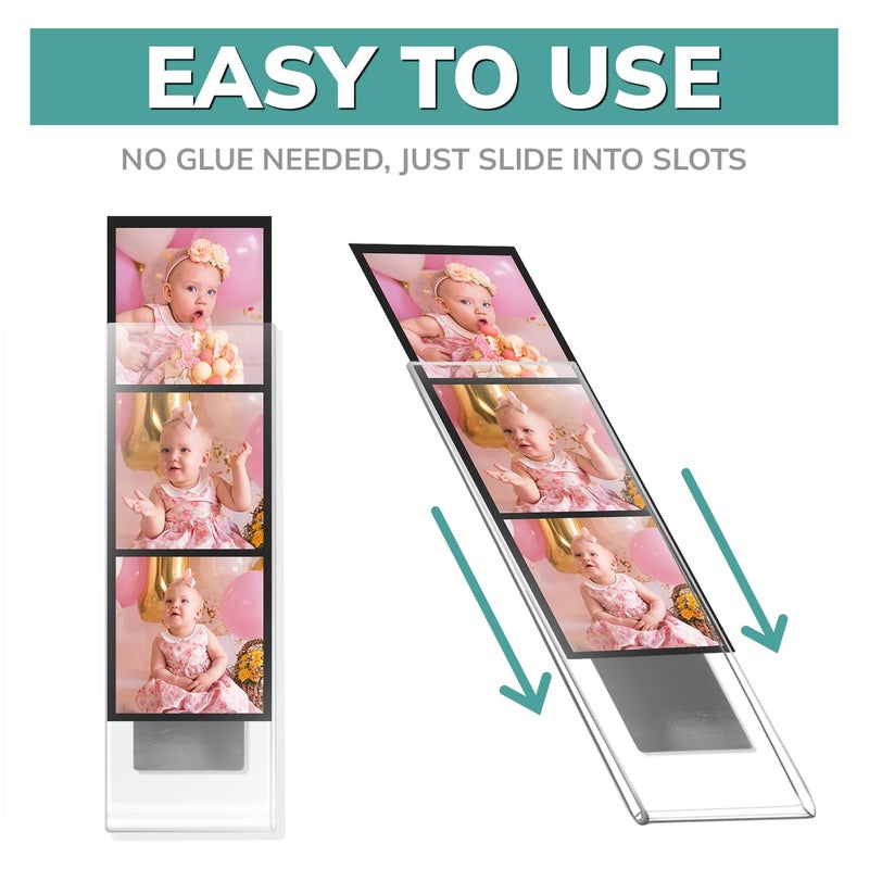 pbf PHOTO BOOTH FRAMES 2x6 Magnetic Picture Frames for Refrigerator | 2 x 6 Clear Magnetic Acrylic Frames for Photo Strips | Magnetic Photo Holders for Fridge, Locker, Sign Holder (100-Pack) - Image 5